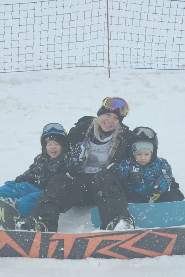 Snowboarding with kids La Plagne