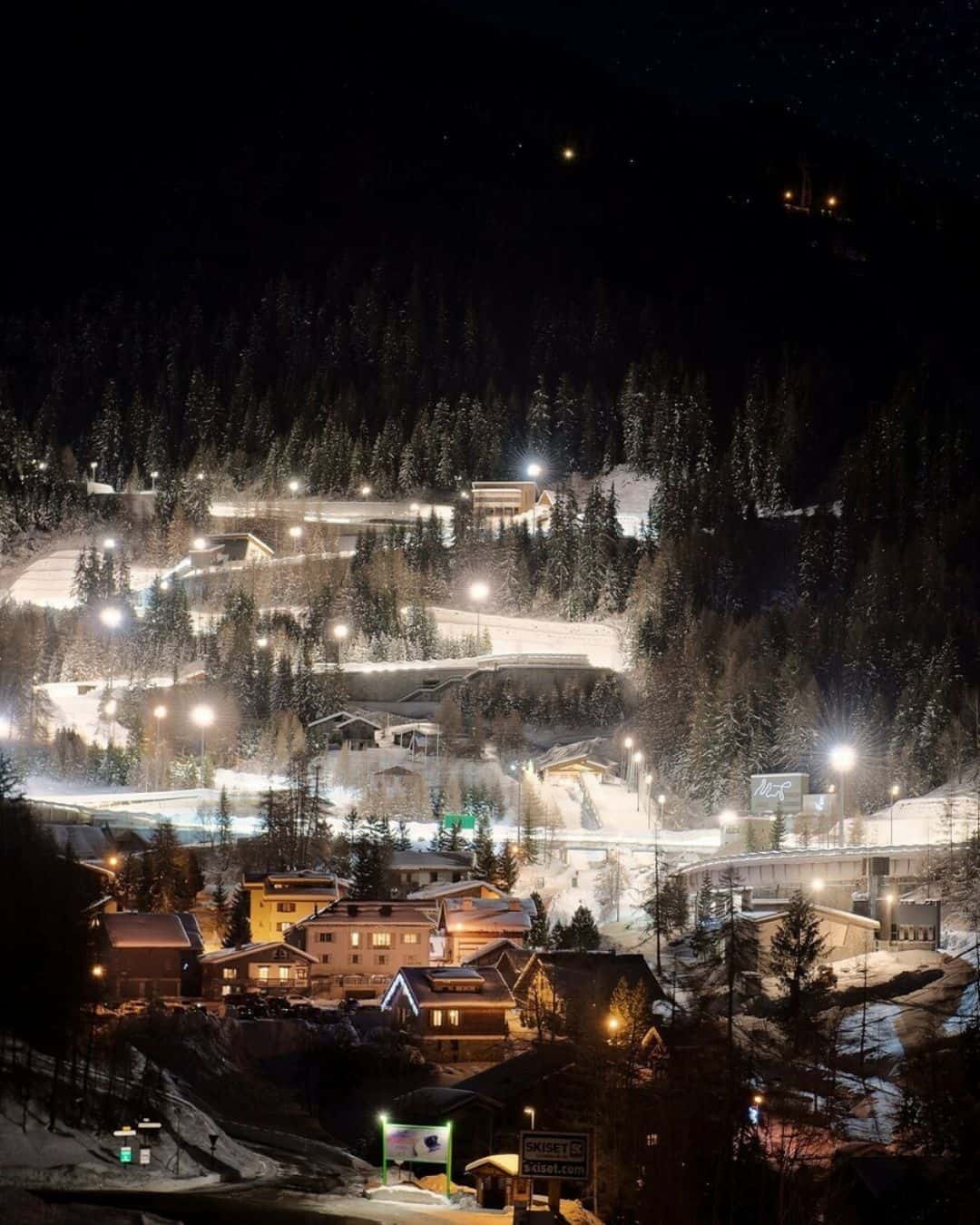 La Plagne bobsleigh track at night