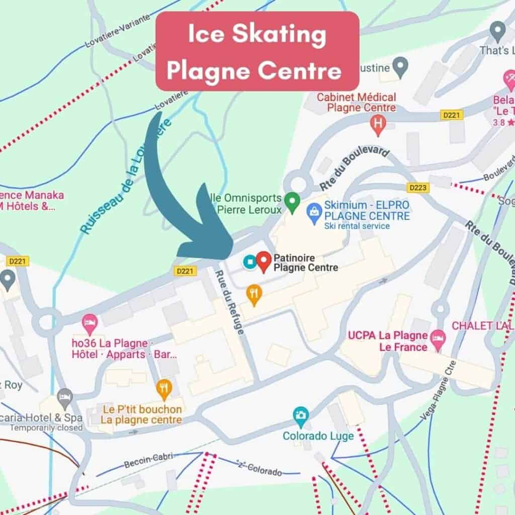 Plagne Cente Ice rink location