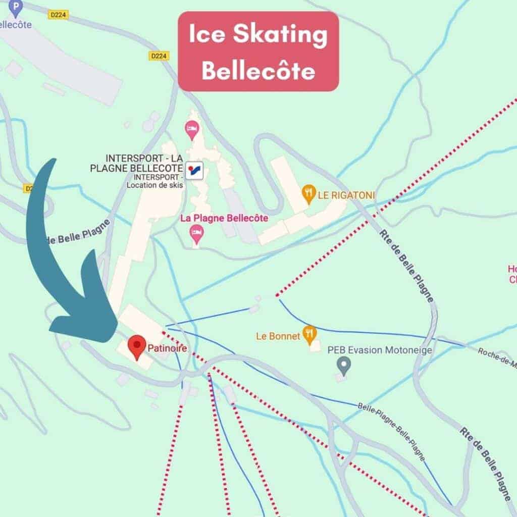 Plagne Bellecôte Ice rink location