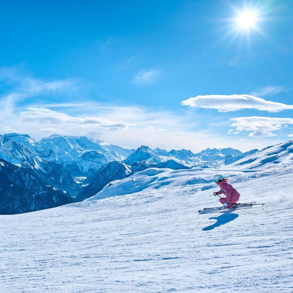 Skier Mastering an Icy Slope in La Plagne