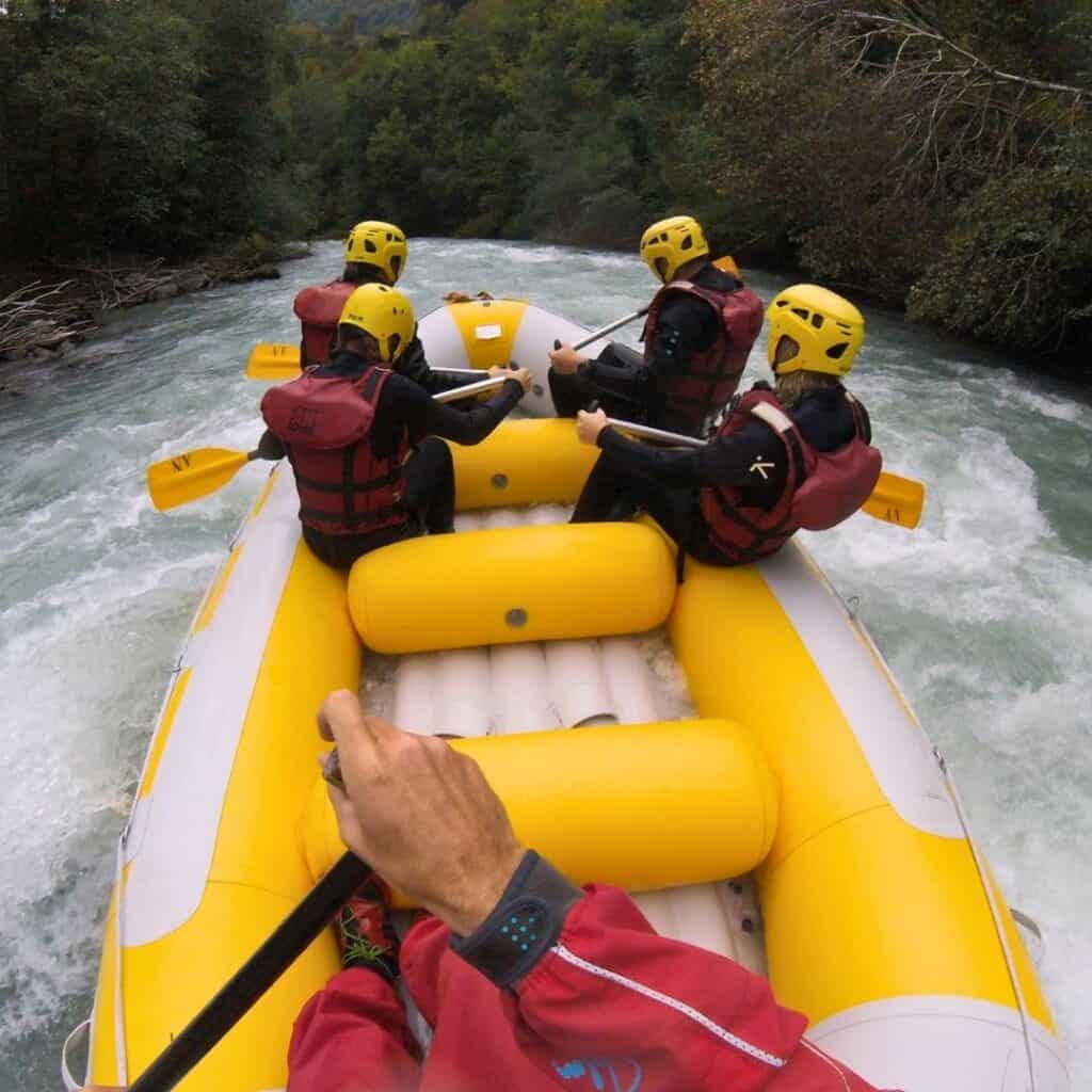 White water rafting through rapids on the Isère River with AN Rafting, one of the top summer activities near La Plagne.