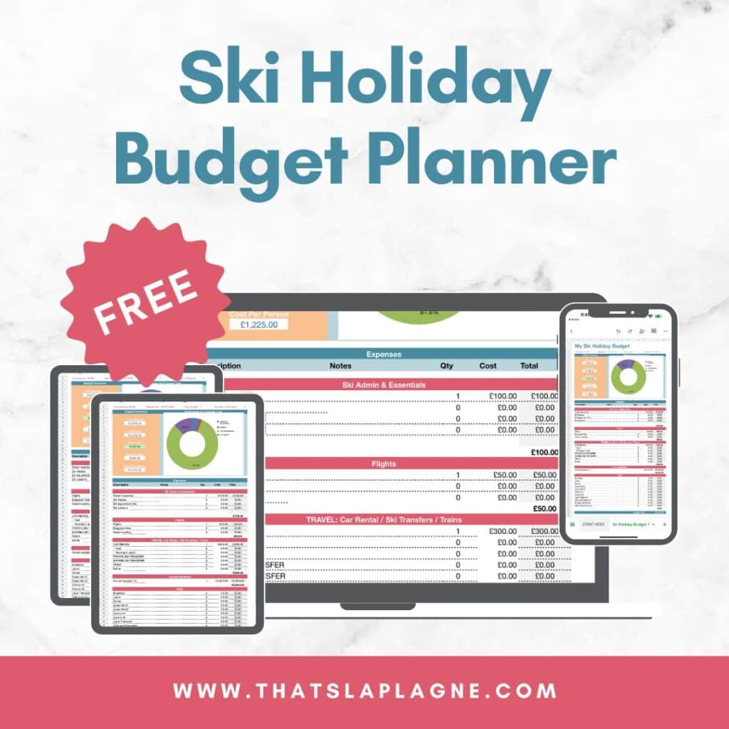 Free Downloadable Ski Holiday Budget Planner