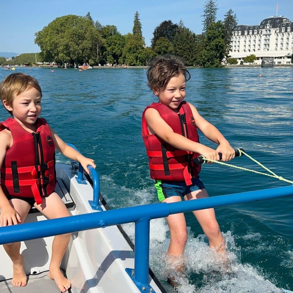 family fune at lake Annecy