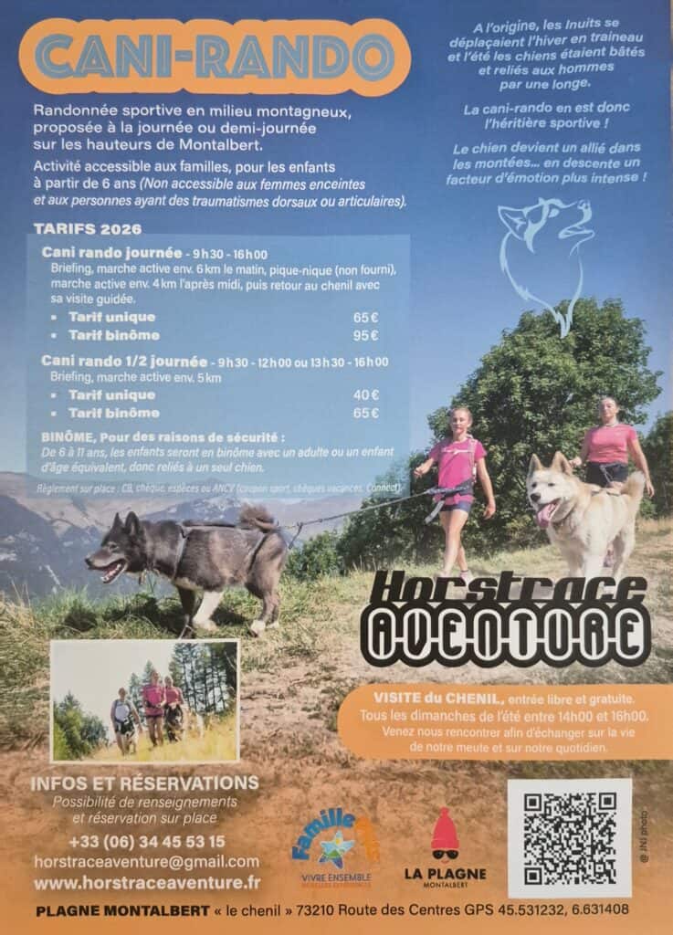 Cani Rando La Plagne 2026 price list and bookign information