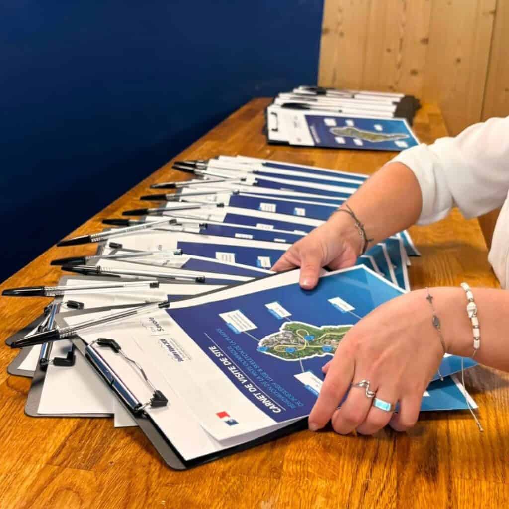 Information packs prepared for the public consultation on the €43 million renovation of La Plagne's Olympic bobsleigh track ahead of the 2030 Winter Olympics.